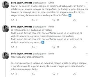 Sofía Jujuy Jimenez publicó durísimos mensajes sobre Horacio Cabak luego de la filtración de los audios del conductor