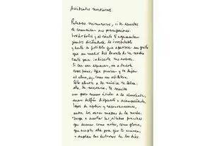 Manuscrito de su poema "Accidentes nocturnos"