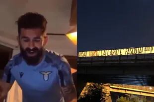 Los fanáticos colgaron una bandera fuera del estadio con un repudiable mensaje dirigido a Hysaj: “Gusano, Lazio es fascista”