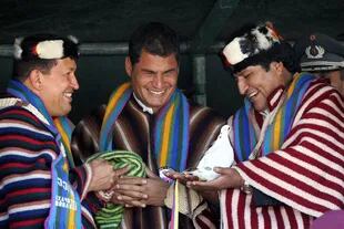 Hugo Chávez, Rafael Correa y Evo Morales, en enero de 2007