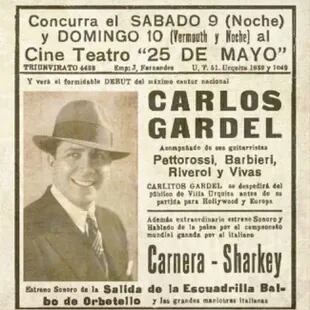 El anuncio de la última actuación en vivo de Carlos Gardel en Buenos Aires