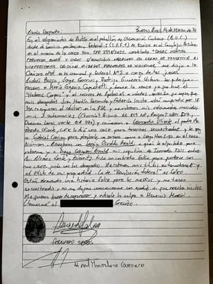La nueva carta de Fernando Sabag Montiel, el hombre acusado de haber intentado matar a la vicepresidenta
