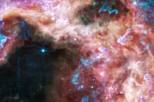 Das Bild der Near Infrared Camera (NIRCam) von Webb zeigt die Sternentstehungsregion des Tarantelnebels in neuem Licht