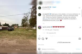 El cantante anunció que pudo comparar su terreno (Foto Instagram @el_noba1312)