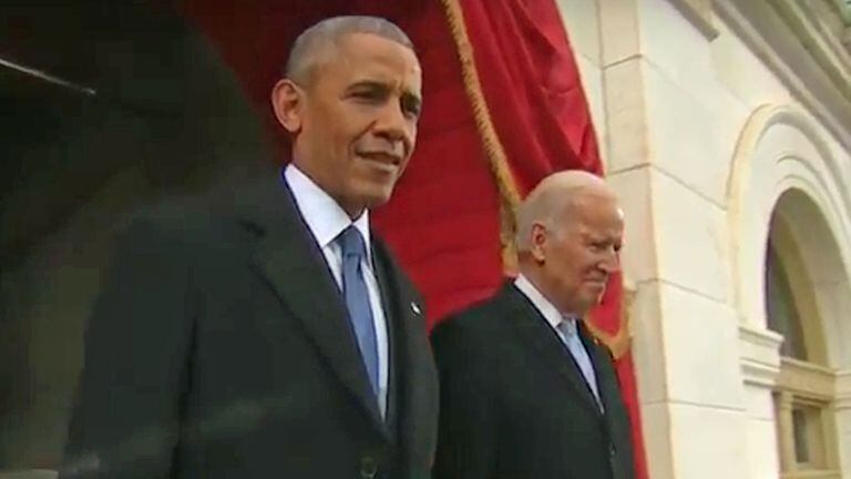 Obama y Biden ingresan a la ceremonia