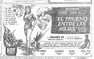 Anuncio del estreno del film en el diario La Nación del 2 de octubre de 1958.