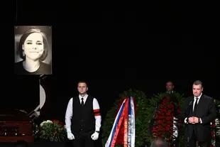 La ceremonia de despedida de la hija de Alexander Dugin, Daria Dugina, quien murió en la explosión de un coche bomba la semana pasada en Ostankino, Moscú.