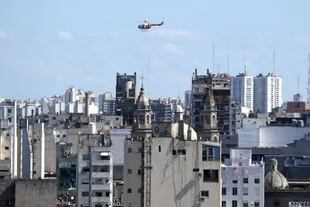 Los jugadores de la Selección Argentina de fútbol sobrevolaron la ciudad de Buenos Aires a bordo de helicópteros