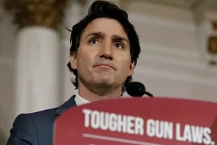 Canadian Prime Minister Justin Trudeau announced new proposed gun control legislation Monday, May 30, 2022, in Ottawa, Ontario.  (Patrick Doyle/The Canadian Press via AP)