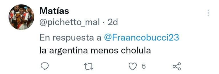 "La argentina menos cholula", escribió un usuario de Twitter