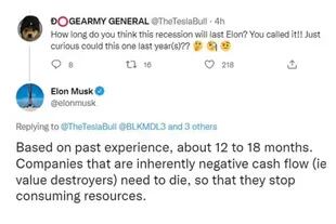 Elon Musk respondió sobre el tiempo que durará la recesión