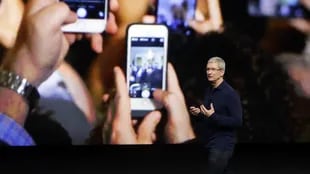 Tim Cook, CEO de Apple, durante la presentación del iPhone 7 en 2016