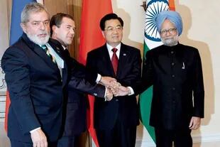 Lula junto a sus pares del grupo BRIC: Rusia, India y China