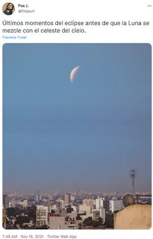 El paso del eclipse lunar parcial por Buenos Aires no pasó desapercibido para los usuarios