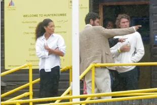 Lilian de Carvalho Monteiro, Becker's girlfriend, with Noah and Elías, the sons of Boris, during the visit to the prison, last July