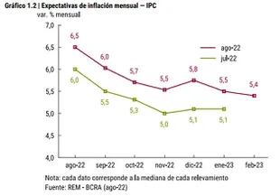 Expectativas de inflación mensual, según REM