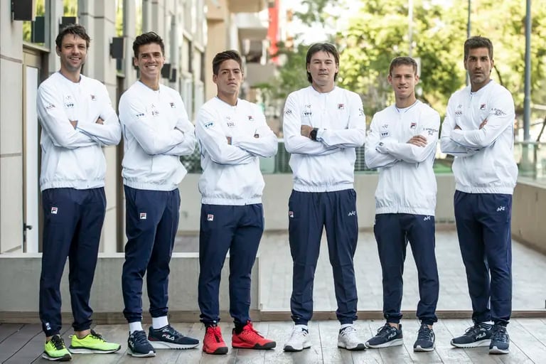 Los integrantes del equipo argentino de Copa Davis que vencieron, a principios de mes, a la República Checa, en el BALTC. 
