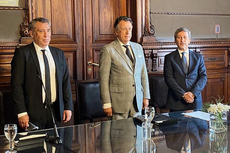 Los jueces de la Cámara Nacional Electoral Santiago Corcuera, Alberto Dalla Vía y Raúl Bejas.