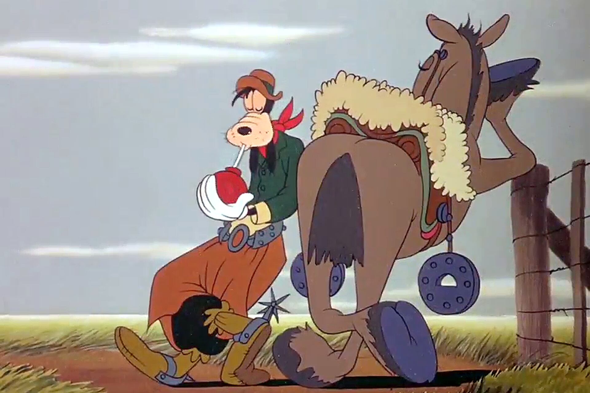 El personaje de Disney, Goofy, toma mate en las pampas