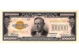 El billete de US$100.000 es el de más alta denominación que se imprimió en Estados Unidos