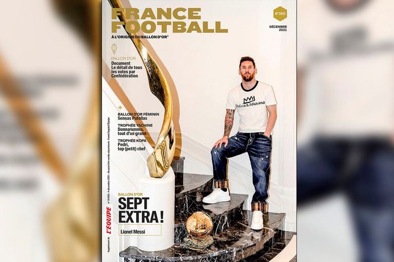 Messi distendido en la tapa de la revista France Football