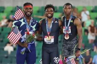 Kenny Bednarek, Noah Lyles, y Erriyon Knighton, el podio de los 200 metros del Trial de los Estados Unidos; el poderoso equipo norteamericano tiene una nueva joya con Knighton