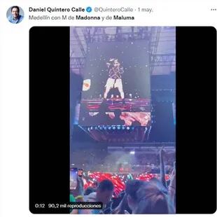El alcalde de Medellín tampoco pudo sustraerse a la fascinación por el concierto de Maluma con Madonna y subió un posteo a las redes sociales