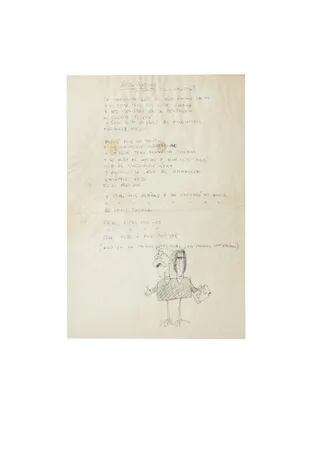 Letra de "Rezo por vos", manuscrita por L.A. Spinetta.