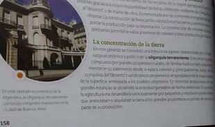Manuales. En el libro "Geografía de la Argentina", se usan expresiones como "oligarquía neoliberal" y "modelo de crecimiento con inclusión"