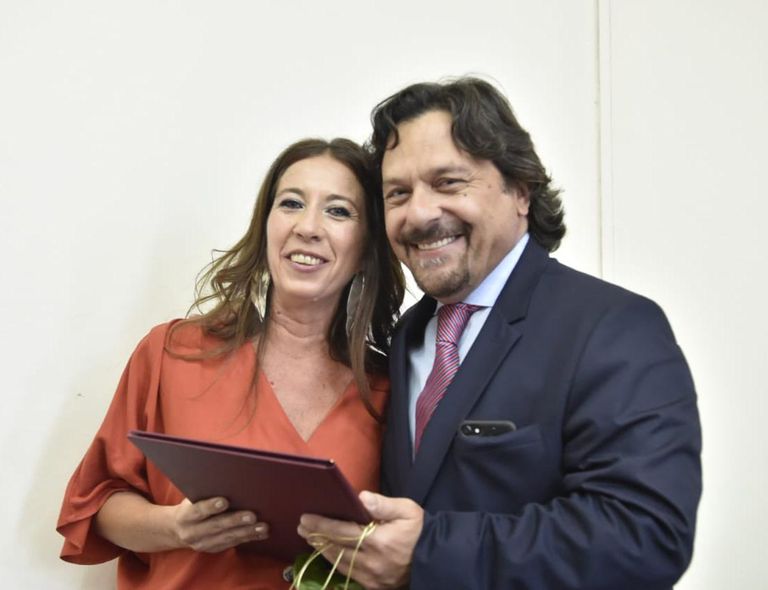 María Soledad Gramajo Salomón el día que asumió como jueza de Faltas junto al gobernador Gustavo Sáenz