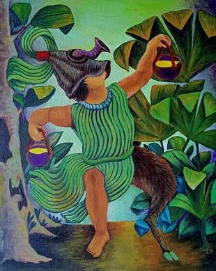 Danza de la Abeja, 2023, de Brus Rubio, una de las obras exhibidas en la nueva sección Amazonía. 
acrílico sobre lienzo 
50 x 40 cm
Cortesía del artista, Shipibo-Conibo Center, NY