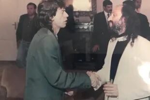 Con Mick Jagger, durante la primera visita de los Rolling Stones a la Argentina