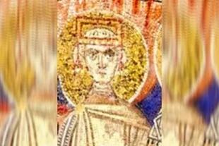 Detalle de Justiniano II de la basílica de San Apolinar en Rávena