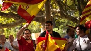 También se han manifestado antiseparatistas en Cataluña
