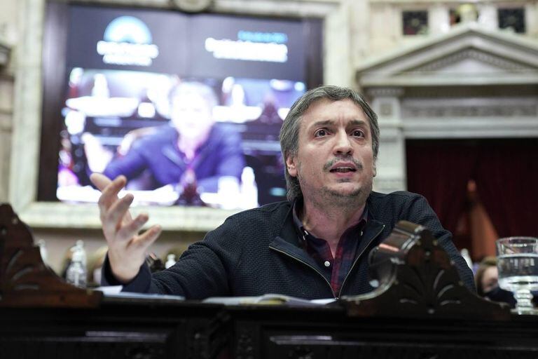 Máximo Kirchner, en la Cámara de Diputados, donde tuvo reuniones para definir candidatos