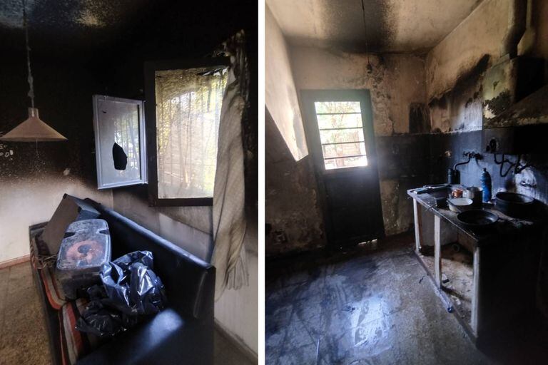 Así quedó la casa de la familia que salvó su vida al arrojarse a una pileta de lona en medio del incendio de su hogar