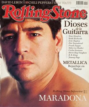 Diego Armando Maradona en una de las recordadas tapas de Rolling Stone Argentina