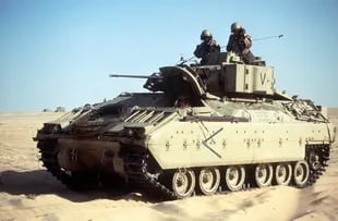 The armored Bradley has a high-capacity weapon, but not the size of a conventional tank