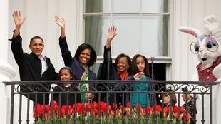 Marian Robinson junto a Michelle, Barack Sasha y Malia Obama