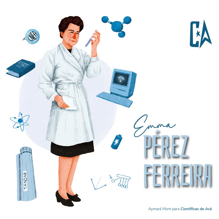 Emma Pérez Ferreira ilustrada por Aymará Mont para el proyecto Científicas de Acá