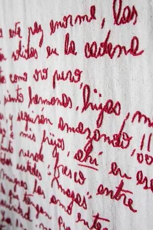 Días antes de morir, Goñi bordó en una tela una carta dirigida a una de sus grandes amigas. La obra se expuso en la Exposición Retrospectiva de la artista organizada a principios de marzo en su casa de Pilar. 