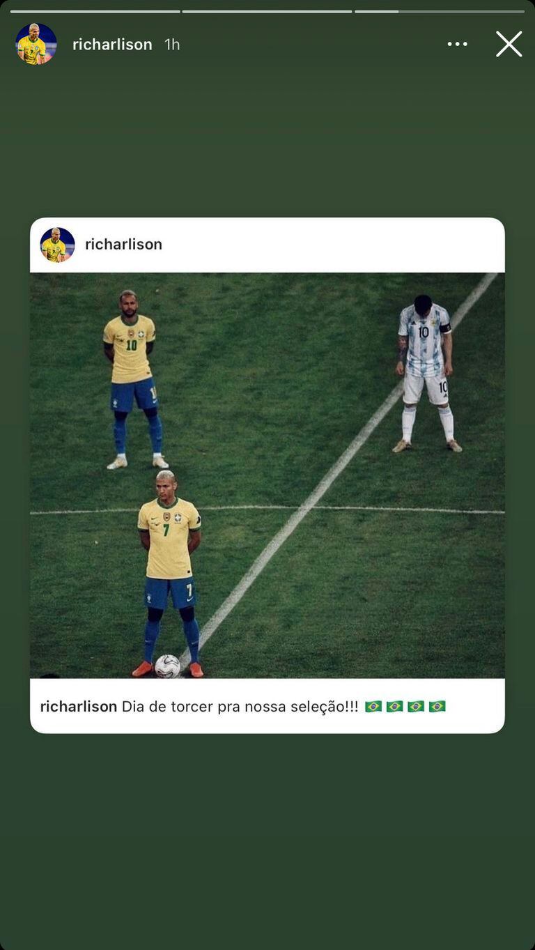 El jugador brasileño calentó la previa con una particular foto