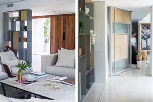 El piso de cemento alisado con juntas de vidrio es el mismo para toda la casa.