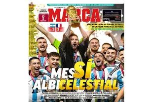 El diario Marca se sumó al trifunfo de la selección argentina