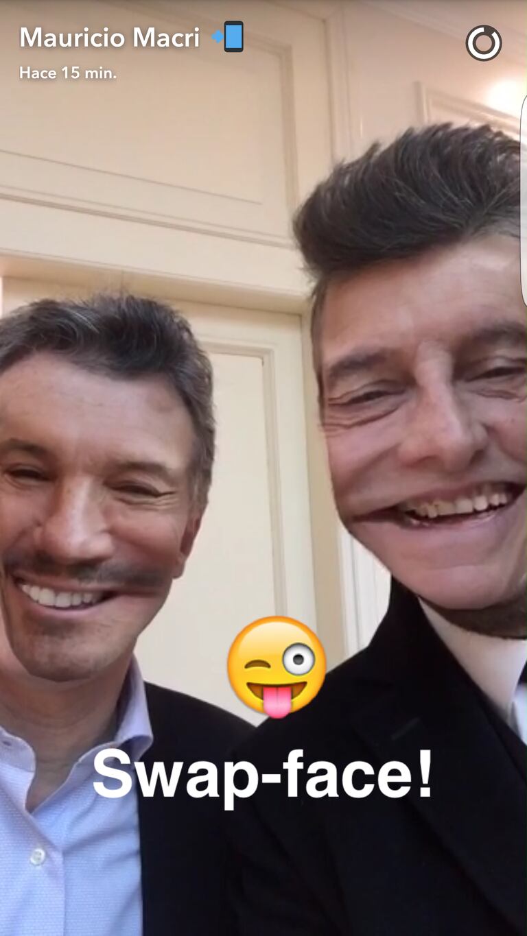 Macri y Tinelli intercambiaron caras en Snapchat
