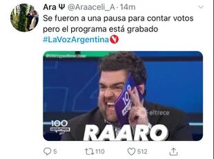 En las redes, los fanáticos de La Voz Argentina manifestaron su desconcierto porque se hizo un conteo de votos, pero el programa ya estaba grabado