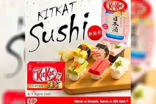 La publicidad en broma de Kit Kat, que luego derivó en la edición especial de un chocolate con gusto a sushi