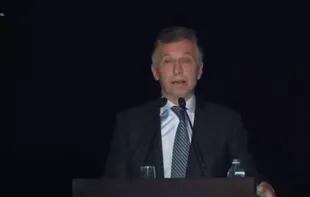 Mauricio Macri durante su discurso de cierre en la cena de la Fundación Libertad