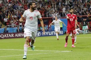 Diego Costa festeja el uno a cero de España