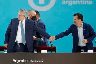 Alberto Fernández, Martín Guzmán y Dario Martínez, secretario de Energía